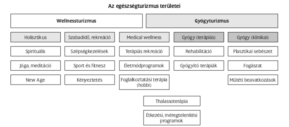 szolgáltatás(oka)t. (Sziva, 2010, 73. old. Turizmus Bulletin XIV. évfolyam 4. szám) Az egészségturizmushoz több termék is tartozik, a kínálat folyamatosan bővül újabbnál újabb lehetőséget biztosítva.