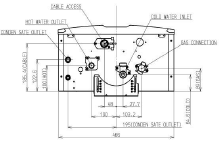 1.6 Fő méretek, elhelyezés és füstgázelvezetés MÉRETEK Infinity K32i és HDC1500i I CABLE ACCESS HOT WATER OUTLET CONDENSATE OUTLET COLD WATER INLET GAS CONNECTION KÁBELKIVEZETŐ NYÍLÁS MELEG VÍZ