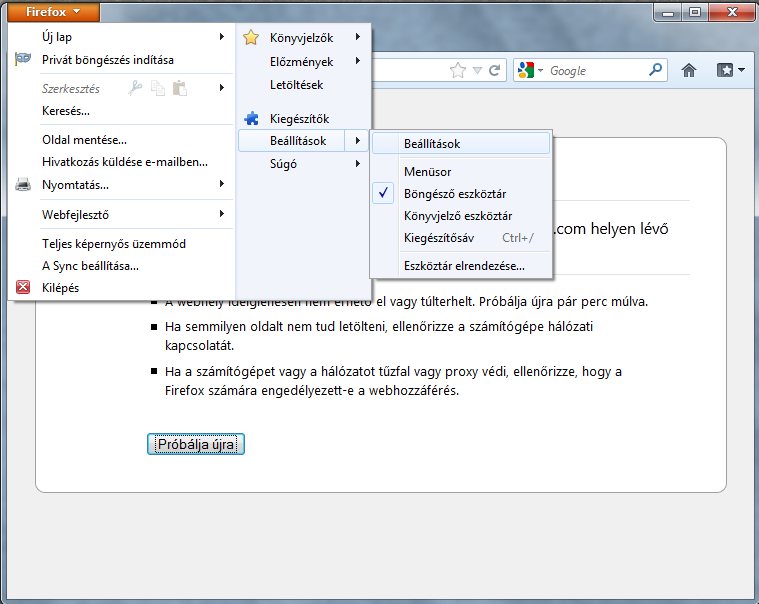 Mozilla Firefox Kattintsunk a Firefox feliratra.