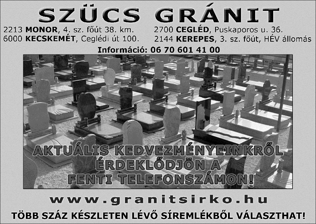 XXV. évfolyam 8. szám www.csemo.hu 2015. augusztus DEMAND 2001 BT Csemõ, Bem u. 8. Társaságok, egyéni vállalkozók, õstermelõk teljes körû könyvelését vállaljuk.