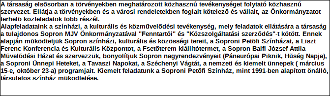 Országos Bírósági Hivatal Közhasznúsági melléklet 1. Szervezet azonosító adatai 1.1 Név Pro Kultúra Sopron Nonprofit Kft 1.