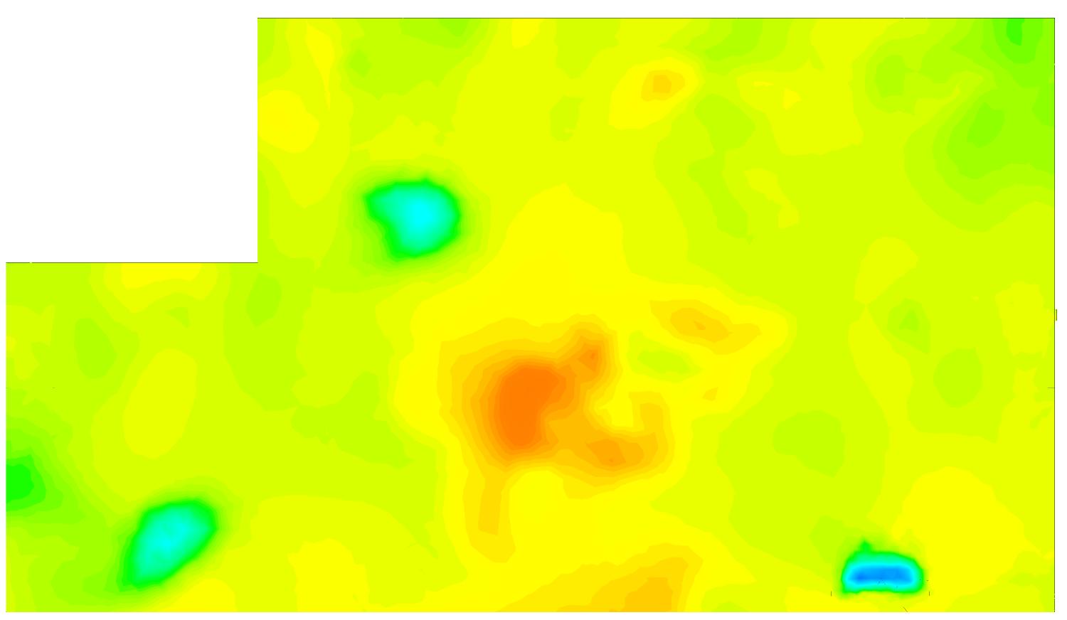 46. ábra: A statikus hőmérséklet alakulása az x=3200 mm (leghőterheltebb) síkban 47. ábra: A statikus hőmérséklet alakulása az z=2000 mm síkban 48.