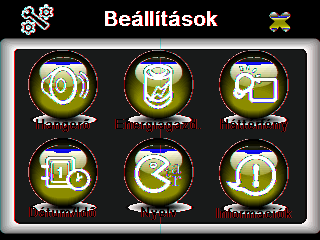 Készülékbeállítások Készülékbeállítások 3. A készülékbeállítások használata A beállító menü megnyitásához nyomja meg a Settings gombot a második menüben. 2.