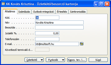 F) Marketing (CRM) 150/235 F.1.3. Üzletkötők A rendszerrel dolgozó üzletkötő munkatársakat az Eladás és Marketing, Eladás, Üzletkötők pont alatt veheti fel.