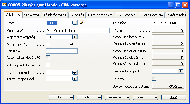 H) Készletgazdálkodás 189/235 Általános fül: Szám: Hasonlóan a többi egyedi azonosítóhoz, többféle számozási kör is megadható.