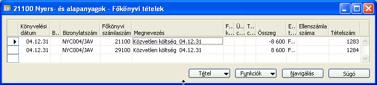 H) Készletgazdálkodás 199/235 Ha rákattint a Kiegyenlítési tétel LookUp jelölésére kiválaszthatja azt a pozitív tételt amelyet helyesbíteni szeretne.