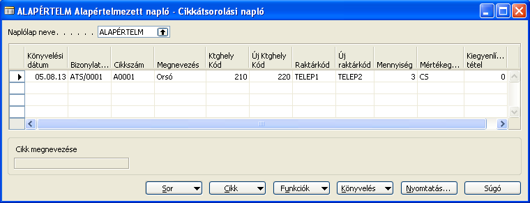 H) Készletgazdálkodás 201/235 Megnevezés Ktghely Új Ktghely Kód: A cikkmozgáshoz költséghely rendelhető, ami a főkönyvi analitikában is megjelenik.