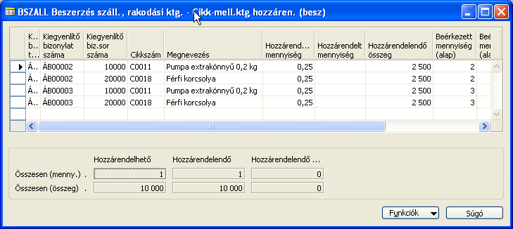 kell tölteni. Erre azért van szükség mivel a cikkhez mint törzsadathoz a termékcsoport kódot kötelező adatként adtuk meg.