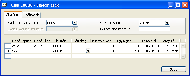 H) Készletgazdálkodás 221/235 A Cikk, Cikkek raktáranként pont alatt vizsgálhatóak mátrix elrendezésben a cikkek raktárankénti mennyisége.