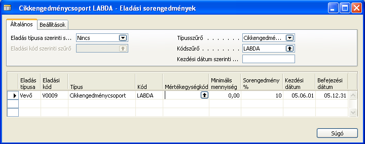 H) Készletgazdálkodás 222/235 Az Eladás, Sorengedmények pont alatt az egyes sorengedményeket határozhatjuk meg.