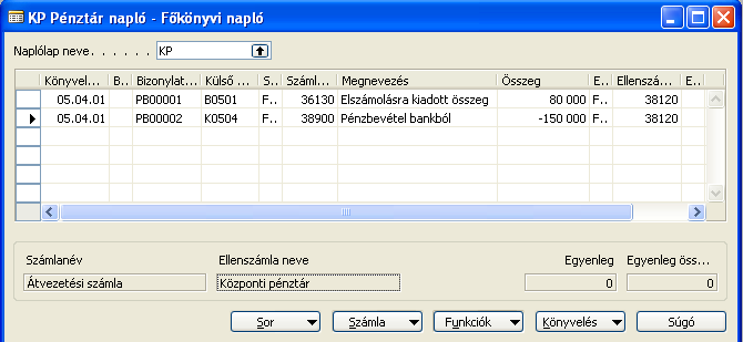 C) Pénzügy 57/235 Bizonylatszám: a program automatikusan kitölti a naplólaphoz rendelt számozási kör következő szabad elemével.