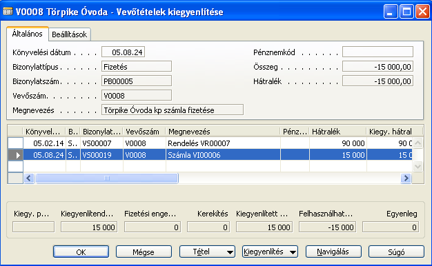 C) Pénzügy 58/235 Ha a készpénzes számlát egy erre a célra felvett készpénzes vevőn/szállítón (illetve a törzsben szereplő vevőn/szállítón) keresztül könyveli, akkor ezen a naplólapon a kiegyenlítést