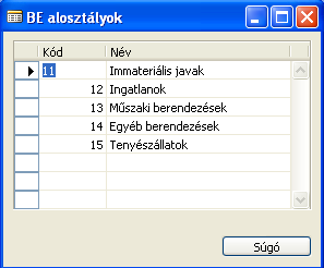 D) Befektetett eszközök 86/235 Be raktárkódok A raktárkódok mutatják meg, hogy mely eszköz pontosan hol található. Ez nem a költséghelyet mutatja, hanem attól eltérő besorolású lehet.