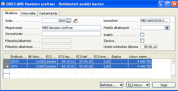 D) Befektetett eszközök 94/235 Könyvelje le a tételt. Ezután lépjen be az eszköz kartonjára és ellenőrizze le az analitikát.