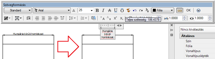 78 AZ AUTOCAD LT 2016 ALAPJAI 1-61. ábra A szövegtörés a méretszöveg szélességének módosításával is beállítható (lásd a 62. ábrát).