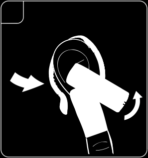 A headset használata A headset viselése a fülakasztó használatával Lehetősége van a fülakasztó és a hurok nélküli füldugó kombinált használatára.