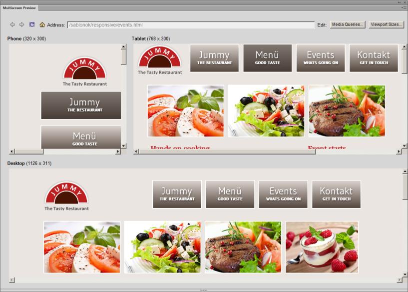 5.2. Multiscreen előnézet Lépjünk be a Multiscreen Preview-ba. Itt weblapunk 3-