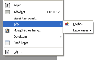 Képek beillesztése és formázása A Beszúrás menü Kép pontjában van lehetőségünk képeket illeszteni a dokumentumba.