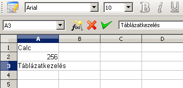 1. ábra: LibreOffice Calc ablak Az eszköztárak alatt a táblázatkezelő dokumentumablakát láthatjuk.