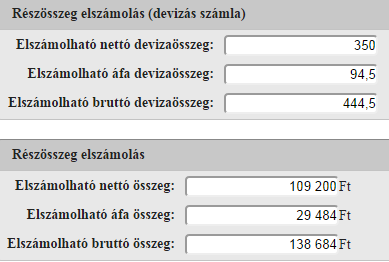 Devizás számla esetén beállítható a megfelelő pénznem és az aktuális árfolyam.