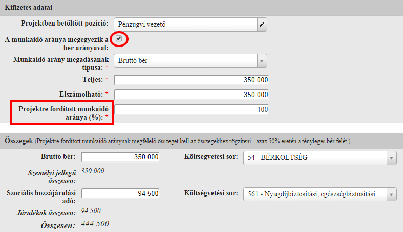 Projektben betöltött pozíció: Itt adható meg, hogy a munkavállaló az adott projektben milyen pozíciót tölt be.