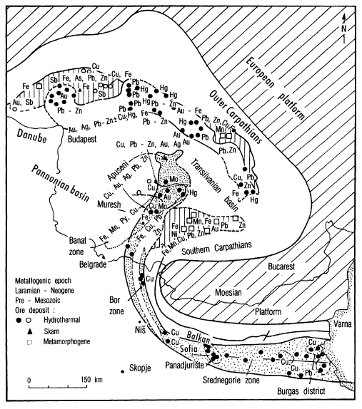 Balkán metallogéniai övezet: Vardar Óceán Kréta Mészalkáli intrúzívvulkáni