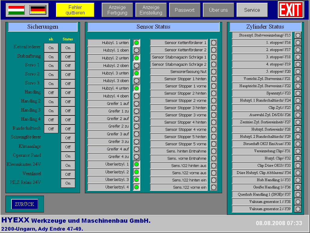 4.8.2. Szervok mozgatása Servos Reset DRV Parameter herunterladen Manuelle bewellung Position Handling schrittweise takten 4.8.3.