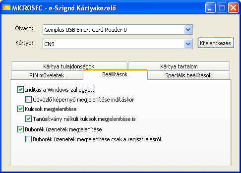e-szignó kártyakezelı alkalmazás Felhasználói útmutató 3.3.6.1.