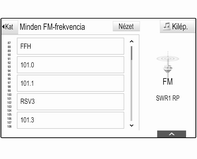 Rádió 49 A jelenleg játszott állomás ki van jelölve. Görgesse végig a listát és válassza ki a kívánt tételt a listából.