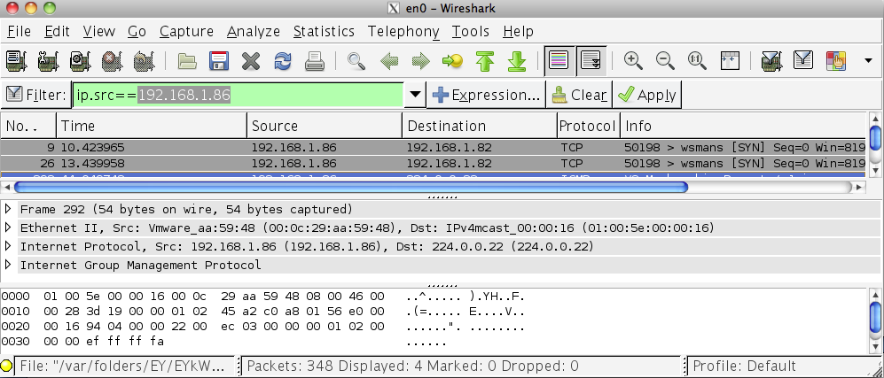 A hálózati forgalmat WireShark-kal is megfigyeltem, és ez láthatóvá tette, hogy a program a wsmans nevű (5198-as számú) porton próbálkozik, tehát ténylegesen az SSL-t használná, ha tudná. 4.2.