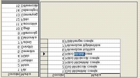 11.ábra A baloldali táblából dupla egérkattintással kiválasztom a Munka csoportot Ekkor a jobboldali táblázatban megjelennek az elvégezhet munkák.