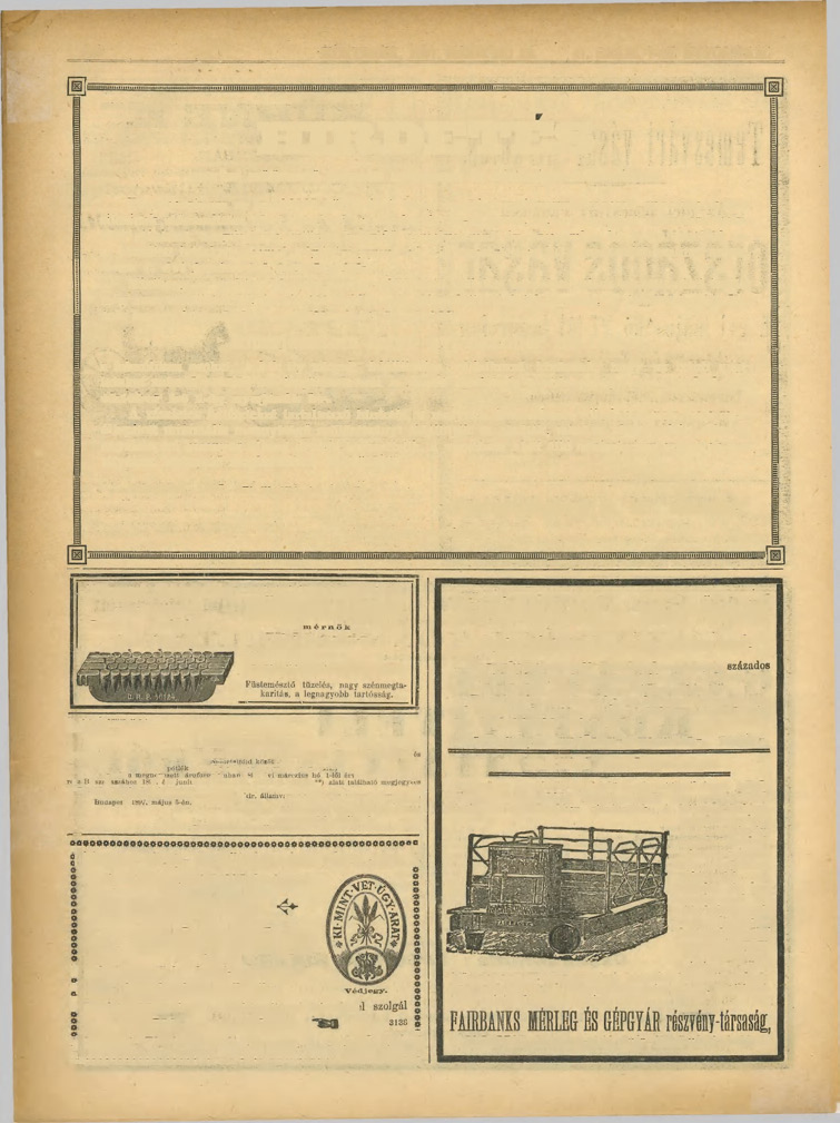 746 KŐZTEK fik, 1897. MÁJUS TTŐ 22. 41. SZÁM. 7-IK ÉVFOLYAM. 27926 vr/j. szám. HIRDETES amerikai szőlővessző szaporító anyatelepek és oltványtelepek létesítésére.