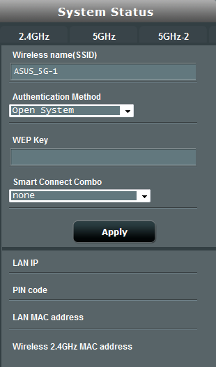 A Network Map (Hálózattérkép) képernyőn jelölje ki a System status (Rendszerállapot) ikont, hogy megjelenítse a vezeték nélküli biztonsági beállításokat, mint pl.