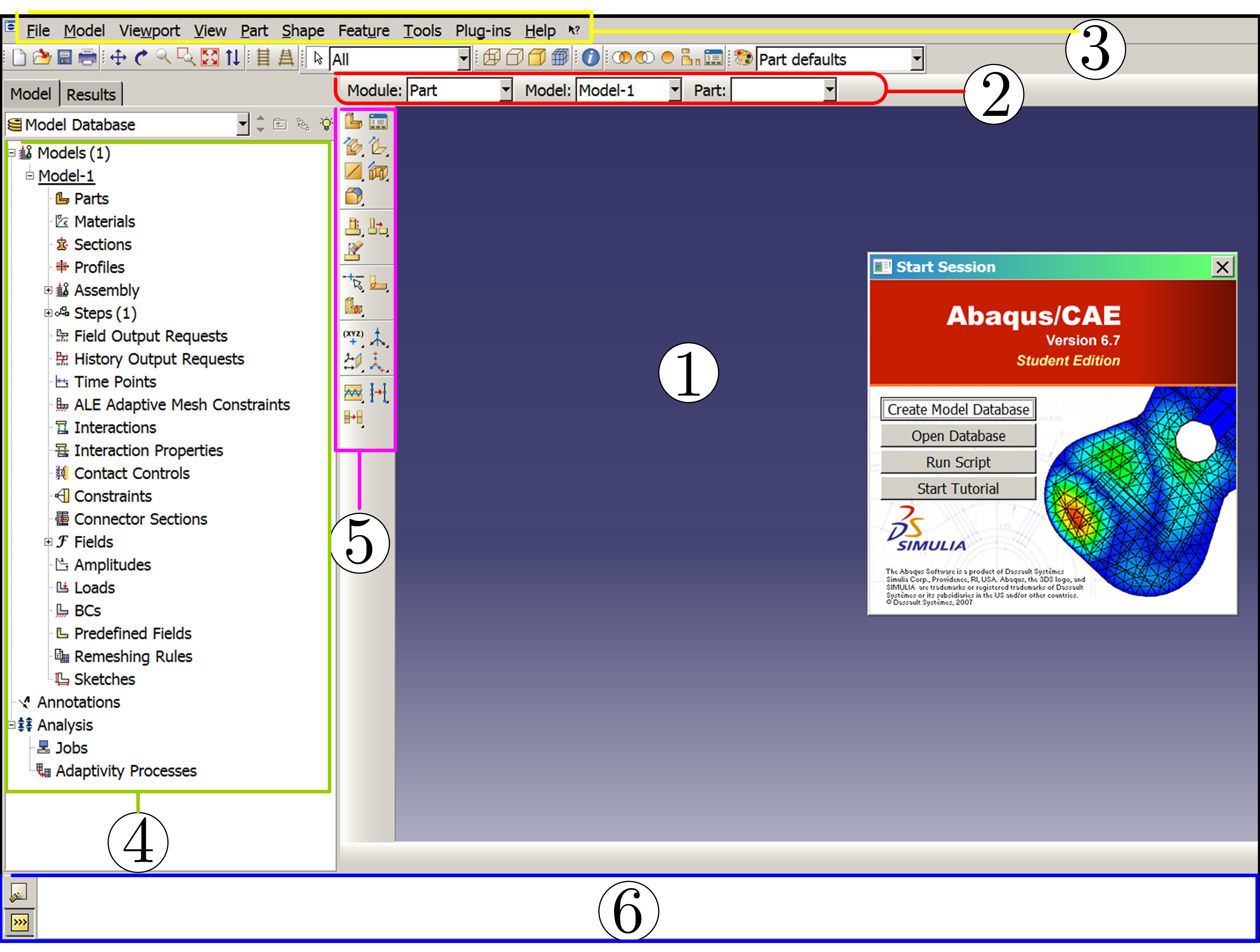 1. Bevezetés 1.4. 9 Az Abaqus felhasználói felülete A szoftver elindítása után az alábbi képerny fogad minket: 1.4. ábra.