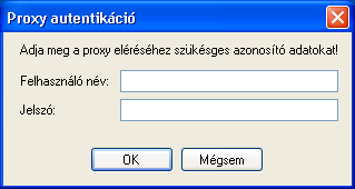 Amennyiben a KAP programot futtató számítógép csak egy másik számítógép (proxy) közvetítésével tud az internetre csatlakozni, a Beállítások gombra kattintva adhatja meg a csatlakozás adatait.