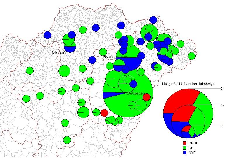 részesítik előnyben, míg a középiskolával bíró vidéki városokban élők inkább a Debreceni Egyetemet választják (10. ábra). 10.