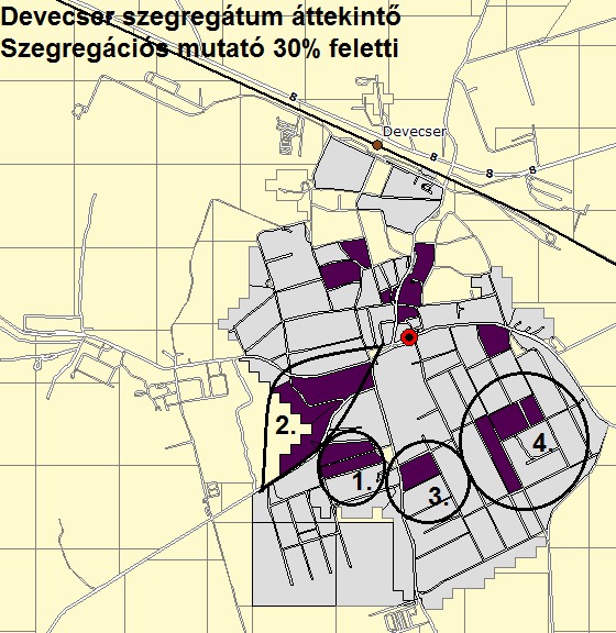 feletti és a területen élő népesség száma eléri az 50 főt 4 belterületi területegység (szegregátum) és két külterületi településrész (Székpuszta és Sándormajor) esetében.