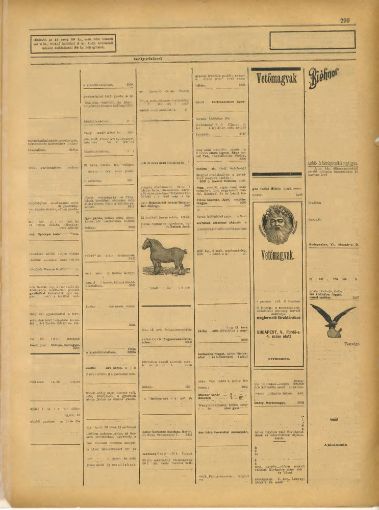 17. SZAM. 7-IK ÉVFOLYAM. KÖZTELEK, 1897. FEBRUÁR HO 27. KIS HIRDETÉSEK, Csak mezőgazdák és a szakirodalom terményei, továbbá állást keresők és adók hirdetményei vétetnek fel e kedvezményes rovatban.