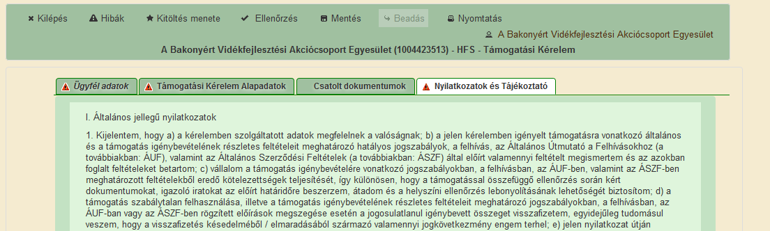 Ezen a felületen tölthetőek fel a kérelemhez előírt csatolandó dokumentumok. A gombra kattintással, azt követően a megfelelő fájl kiválasztásával tölthető fel a dokumentum.