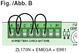 Ha a J2 jumper ebben a helyzetben van, a 10-E pont aktív = Ha a J2 jumper ebben a helyzetben van, a B1-B2 pont aktív = (24V/1A DC terhelhetőségű második csatorna kimenet) LB18 akkumulátor töltőkártya
