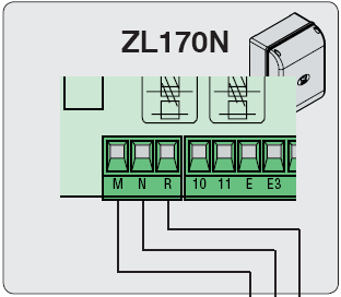 Motor bekötése ZL170N vezérlésbe FROG24 motor esetén az ábra alapján