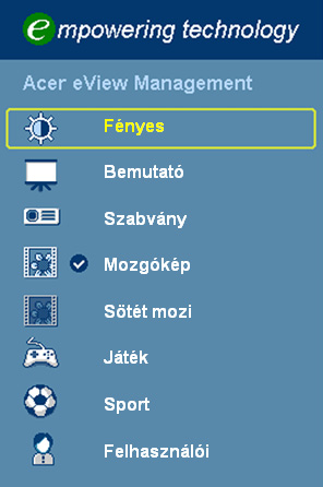 16 Acer Empowering Technology Empowering gomb Az Acer Empowering gomb három egyedülálló Acer funkciót biztosít, ezek az Acer eview Management, az Acer etimer Management és az Acer epower Management.