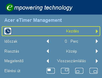 Acer eview Management Nyomja meg a gombot az Acer eview Management almenü indításához. Az Acer eview Management a megjelenítési üzemmód kiválasztására való.