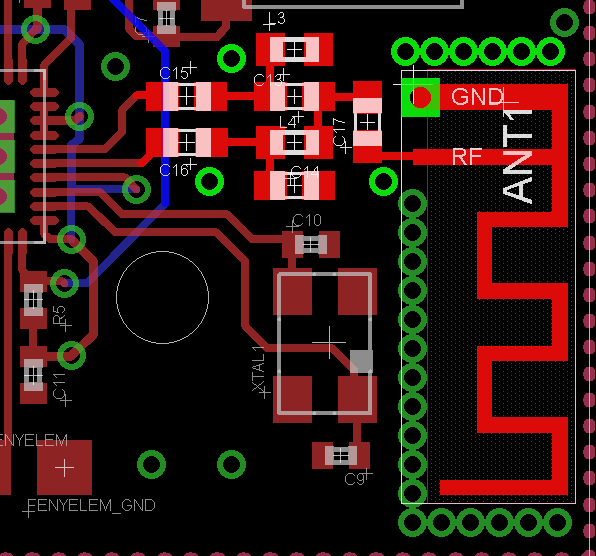 14.4.2 Antenna Az antenna rész a CC2530-as ZigBee-s chip adatlapjának [13] ajánlása szerint épül fel, ezt prezentálja a következő kapcsolási rajz: 31.