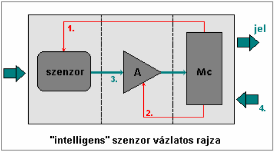 BIR2. Ismertesse az intelligens szenzorok általános felépítését (vázlatrajz és magyarázat az egyes részekhez), valamint az intelligens szenzorok által nyújtott szolgáltatásokat (pl.