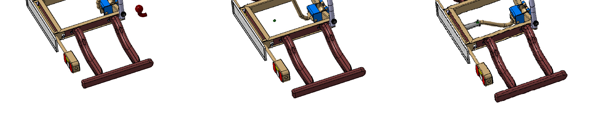 Az tartó elkészült modelljét, és működése: A tartó felszerelése során első lépésként nyitott vonóhorogra rögzítő szerkezettel a vonóhorogra kell helyezni a tartót, majd a rögzítő kar