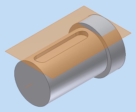 The work axis and the two endplate of the shaft end (diameter 51 mm) should be projected to the sketch plane.