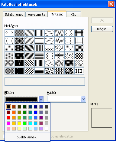 A kitöltési effektusok beállításához a Formátum menü Háttér menüre kattintunk, majd a Kitöltési