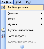 Táblázat rajzolása A Táblázat menü Táblázat rajzolása menüre kattintva megjelenő Táblázatok és szegélyek ikoncsoport segítségével is el tudunk helyezni a dokumentumban táblázatot.