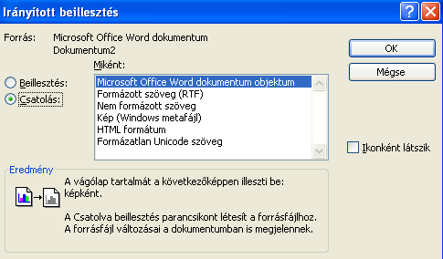 Csatolás Dokumentumunkhoz csatolhatunk fájlokat, de szöveges dokumentum csatolása esetén fájlrészleteket is.